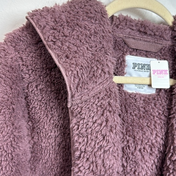 (R3) NEW Victoria Secret PINK
SHERPA Cardigan M L Cocoa
 Hooded Jacket Powder - Picture 3 of 15